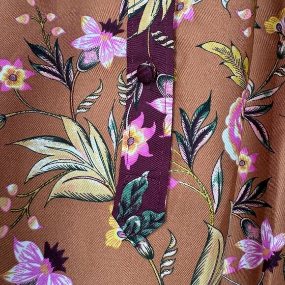 Loft Mixed Print Henley Blouse beautiful fall colors top shirt blouse NWT size X - Picture 7 of 13